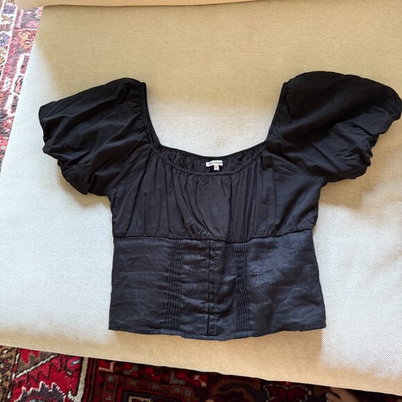 Reformation Linen Top Alayna Linen Top - Black - Sz 10 - Picture 3 of 7